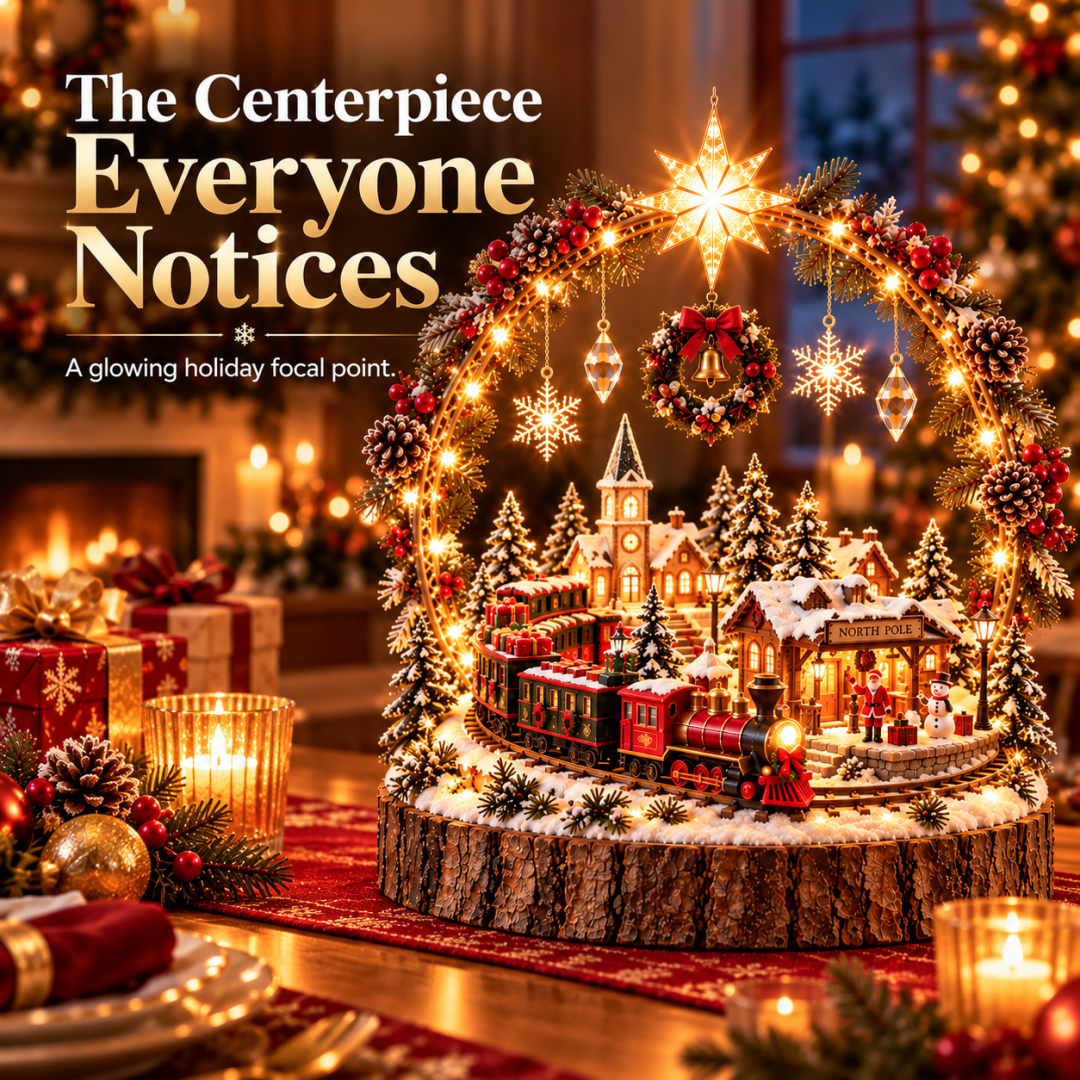 Christmas Wonderland Village Centerpiece – Lighted Holiday Table Decor