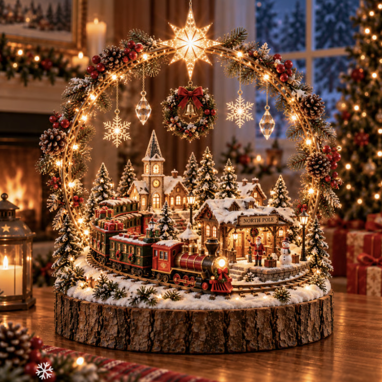 Christmas Wonderland Village Centerpiece – Lighted Holiday Table Decor