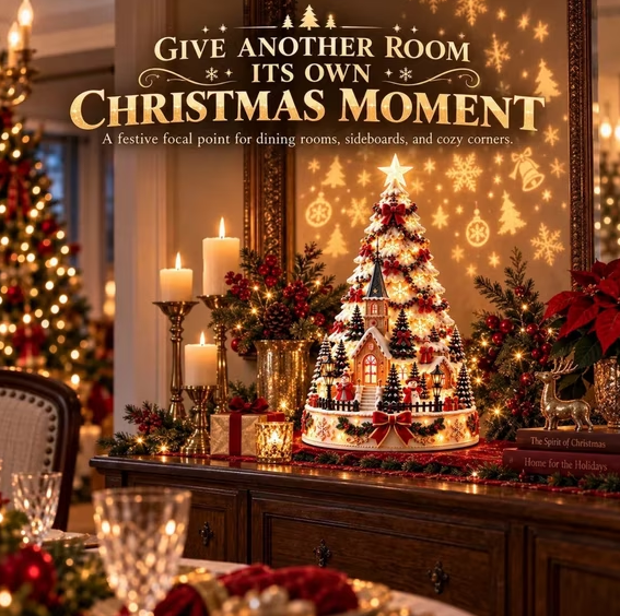 🔥 LAST DAY 49% OFF⭐🎄 Christmas Village Tree Tabletop Decor With Projector