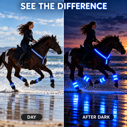 NightGlow™ LED Horse Gear Set – Light-Up Chest Harness, 4 Leg Bands & Tail Strand