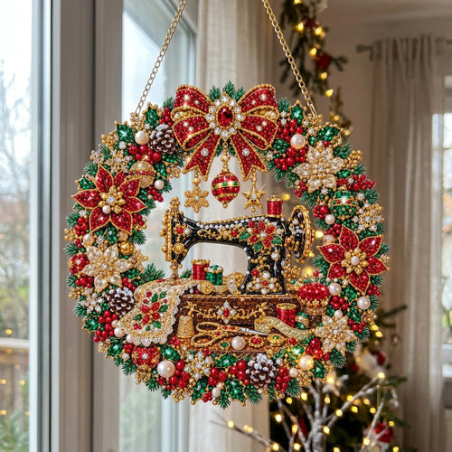 Christmas Sewing Wreath Diamond Art Hanging Ornament Kit