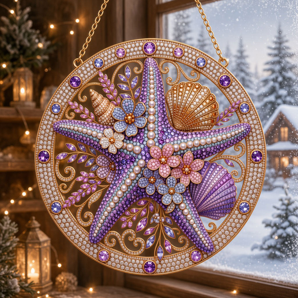 Purple Starfish Diamond Art Hanging Ornament Kit