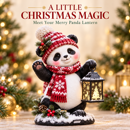 Merry Panda Lantern – Light-Up Christmas Panda Figurine
