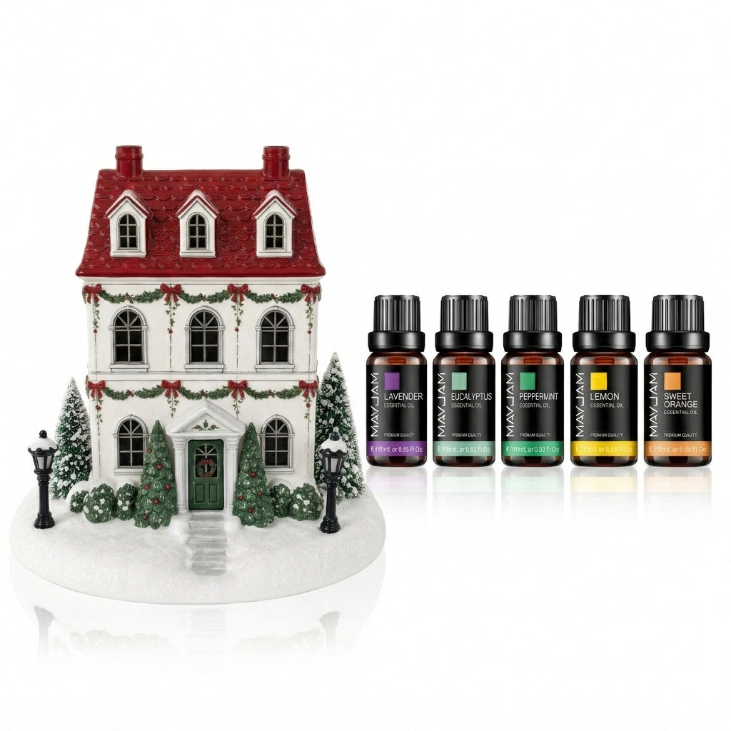 50% OFF🏠 Christmas House Aroma Diffuser – Gentle Mist & Glowing Windows