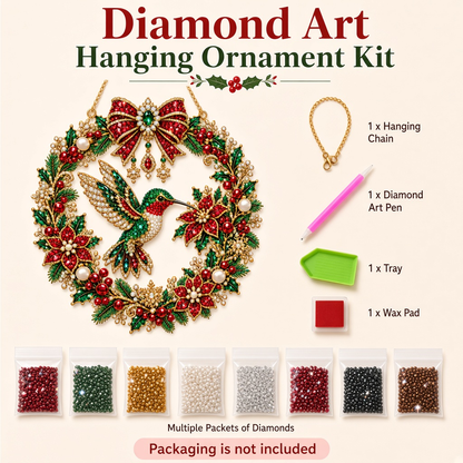 Christmas Hummingbird Wreath Diamond Art Hanging Ornament Kit