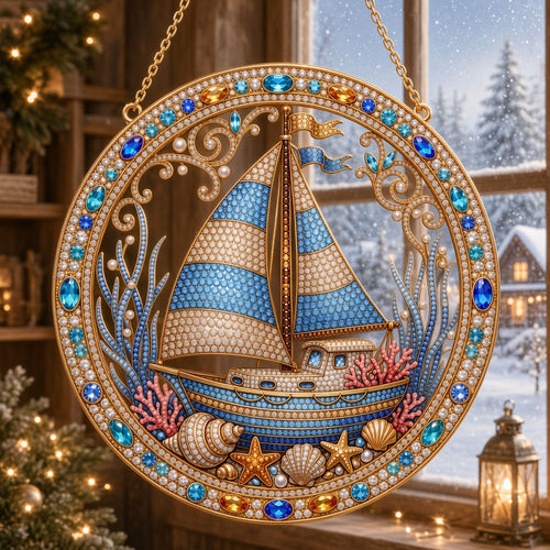 Ocean Sailboat Diamond Art Hanging Ornament Kit