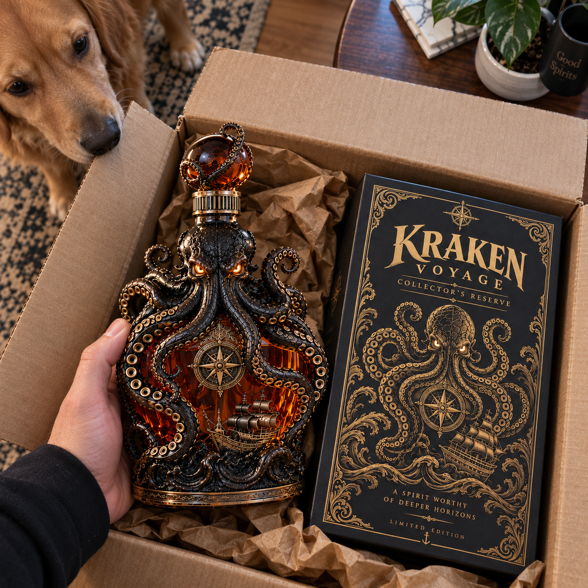 🔥LAST DAY 49% OFF -🐙kraken Voyage Octopus Whiskey Decanter | Gothic Nautical Bar Centerpiece