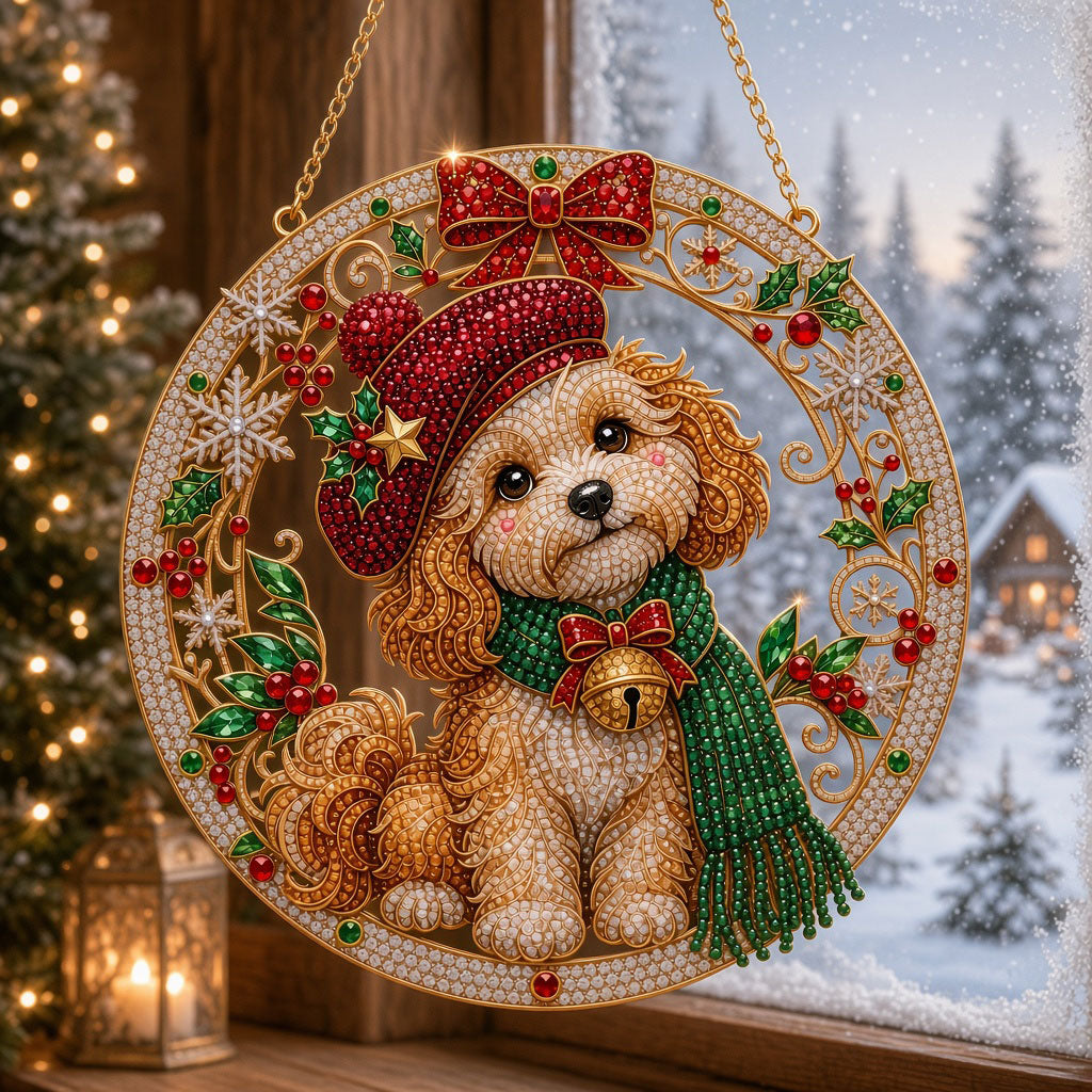 Christmas Puppy Wreath Diamond Art Hanging Ornament Kit