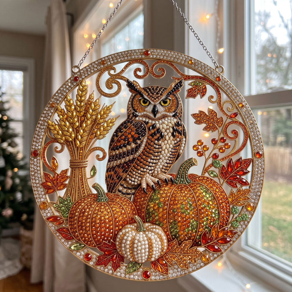 Autumn Harvest Owl Diamond Art Hanging Ornament Kit