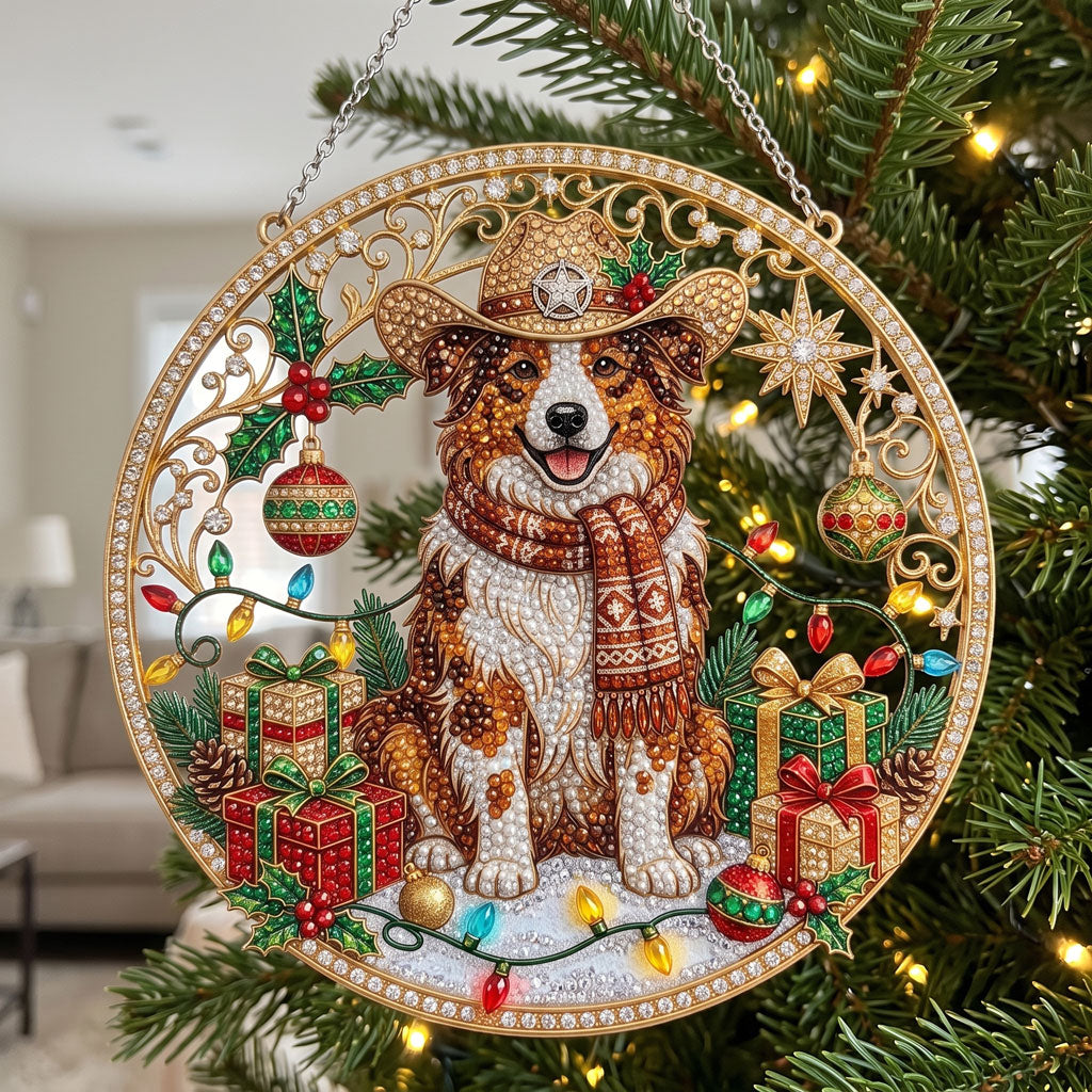 Christmas Cowboy Dog Diamond Art Ornament Kit – Sparkling DIY Western Holiday Decor