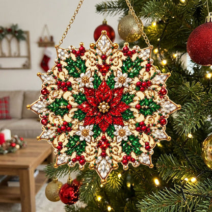 Poinsettia Christmas Mandala Diamond Art Hanging Ornament Kit