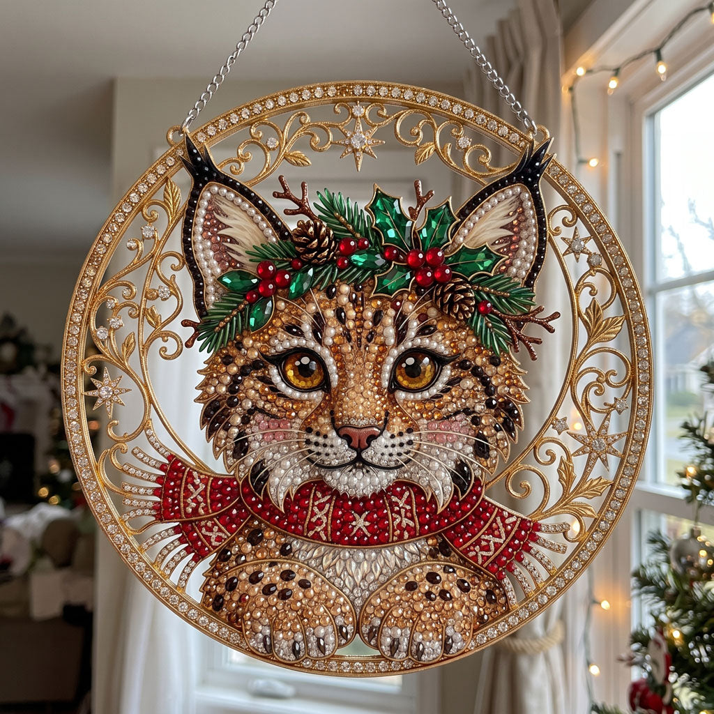 Christmas Lynx Diamond Art Ornament Kit – Sparkling DIY Festive Hanging Decor