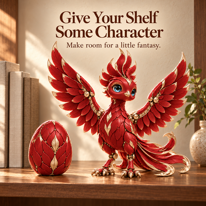 ✨ A Little Everyday Wonder | Red & Gold Phoenix Figurine for Shelves & Desks