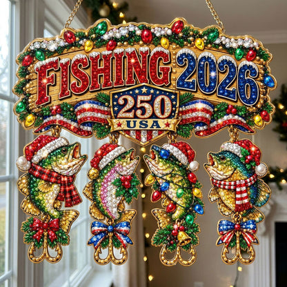 Fishing 2026 Christmas Diamond Art Hanging Ornament Kit