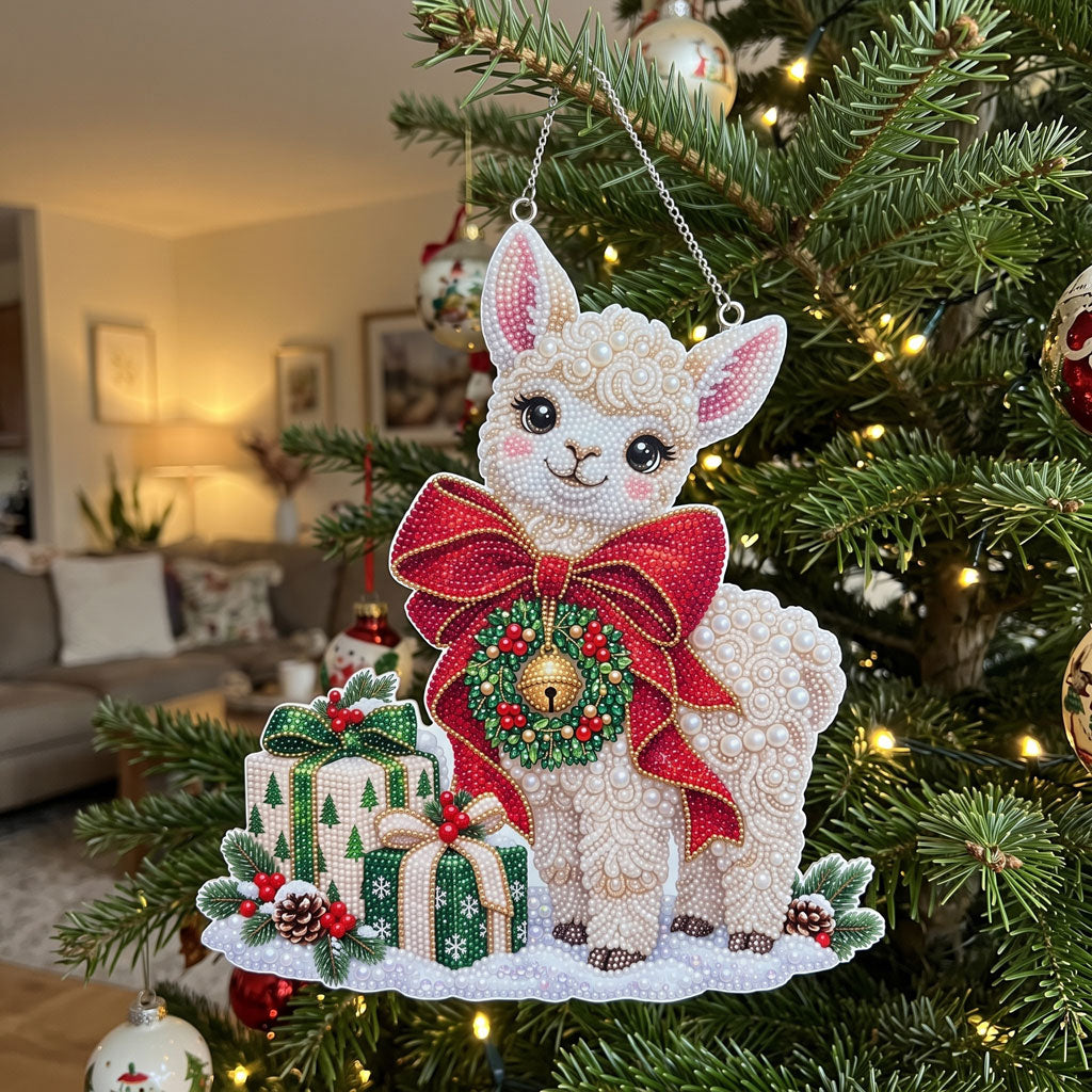 Christmas Gift Llama Diamond Art Ornament Kit – Sparkling DIY Winter Window Decor