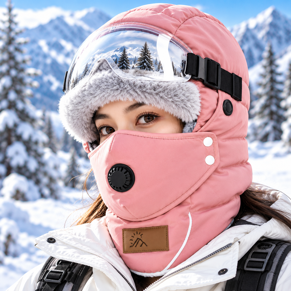 ❄️ Winter Fleece Balaclava Hat with Goggles – Full Face Wind Protection