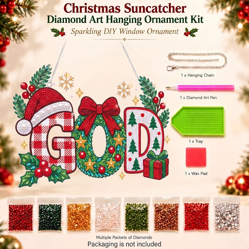 God Letter Diamond Art Ornament Kit – Sparkling DIY Christmas Window Decor