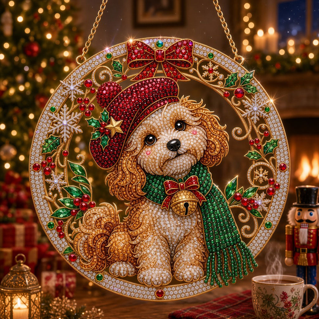 Christmas Puppy Wreath Diamond Art Hanging Ornament Kit