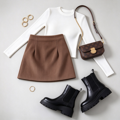 High Waisted Invisible Zipper 2-in-1 Mini A-line Corduroy Casual Skirt 🤎