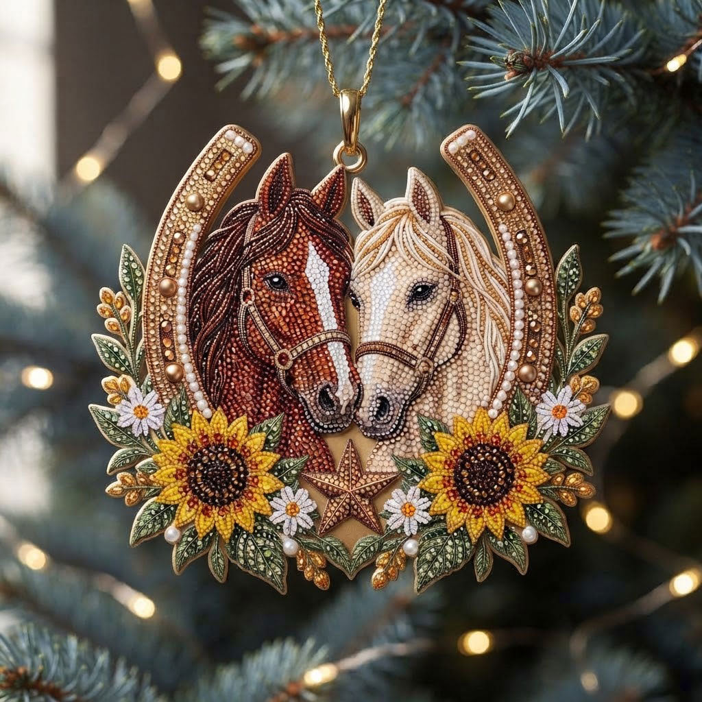 Sunflower Horse Pair WN2210016CL Christmas Ornament