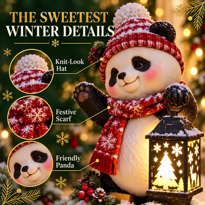 Merry Panda Lantern – Light-Up Christmas Panda Figurine