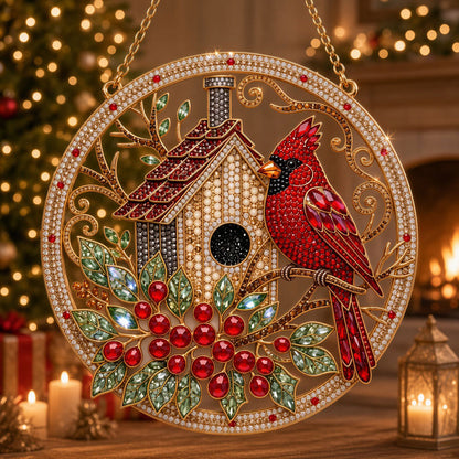 Christmas Cardinal Birdhouse Diamond Art Hanging Ornament Kit