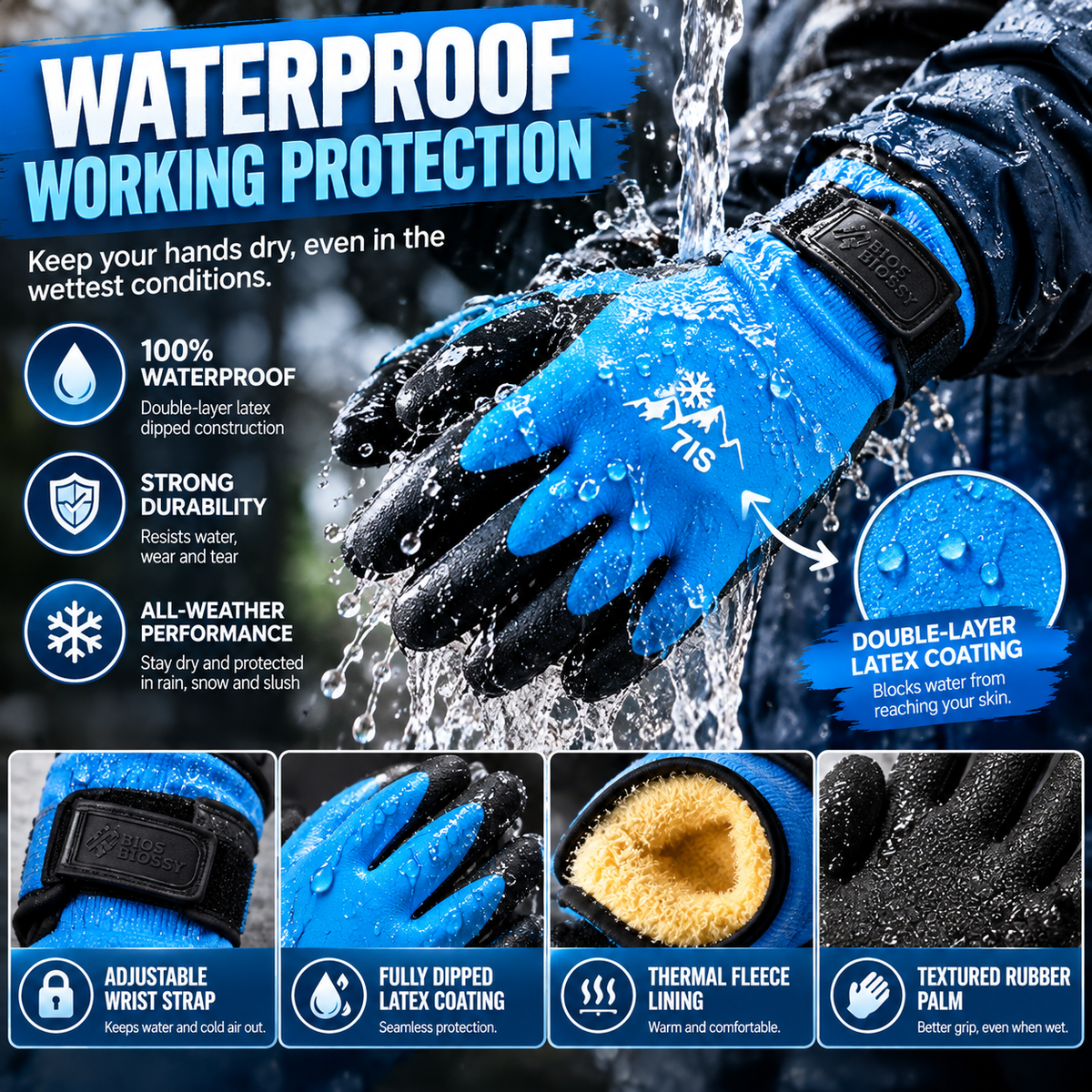 🧤 Waterproof Insulated Winter Work Gloves – Heavy-Duty Grip