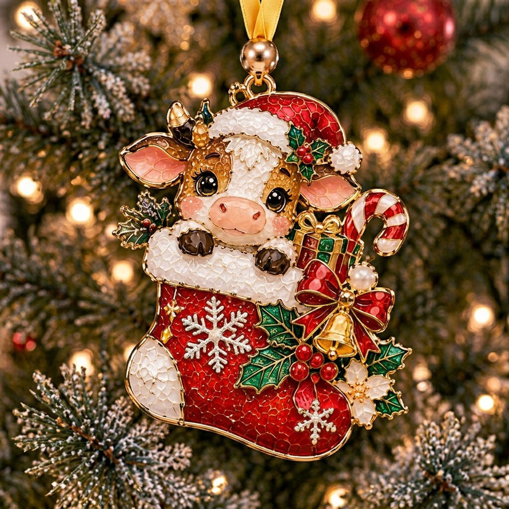 Baby Cow Red Stocking XR2210011CL Christmas Ornament