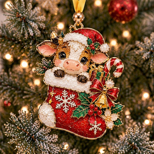 Baby Cow Red Stocking XR2210011CL Christmas Ornament