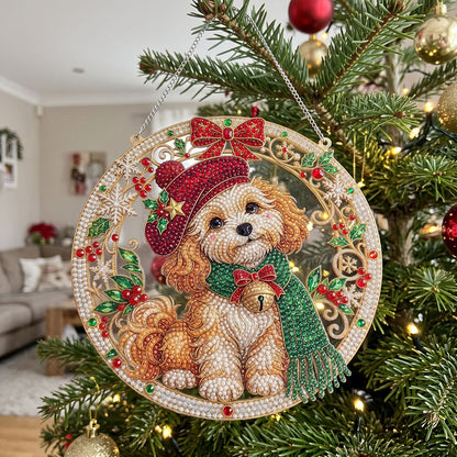 Christmas Puppy Wreath Diamond Art Hanging Ornament Kit