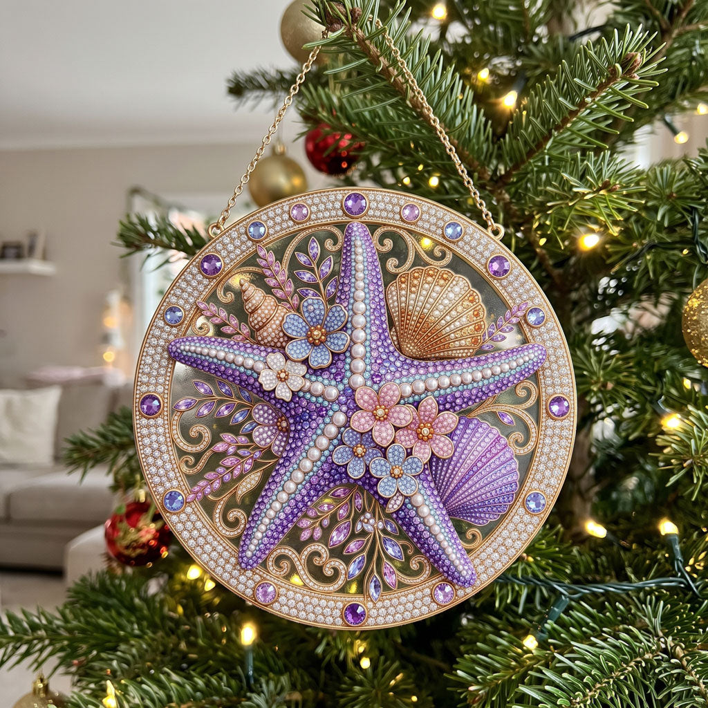 Purple Starfish Diamond Art Hanging Ornament Kit