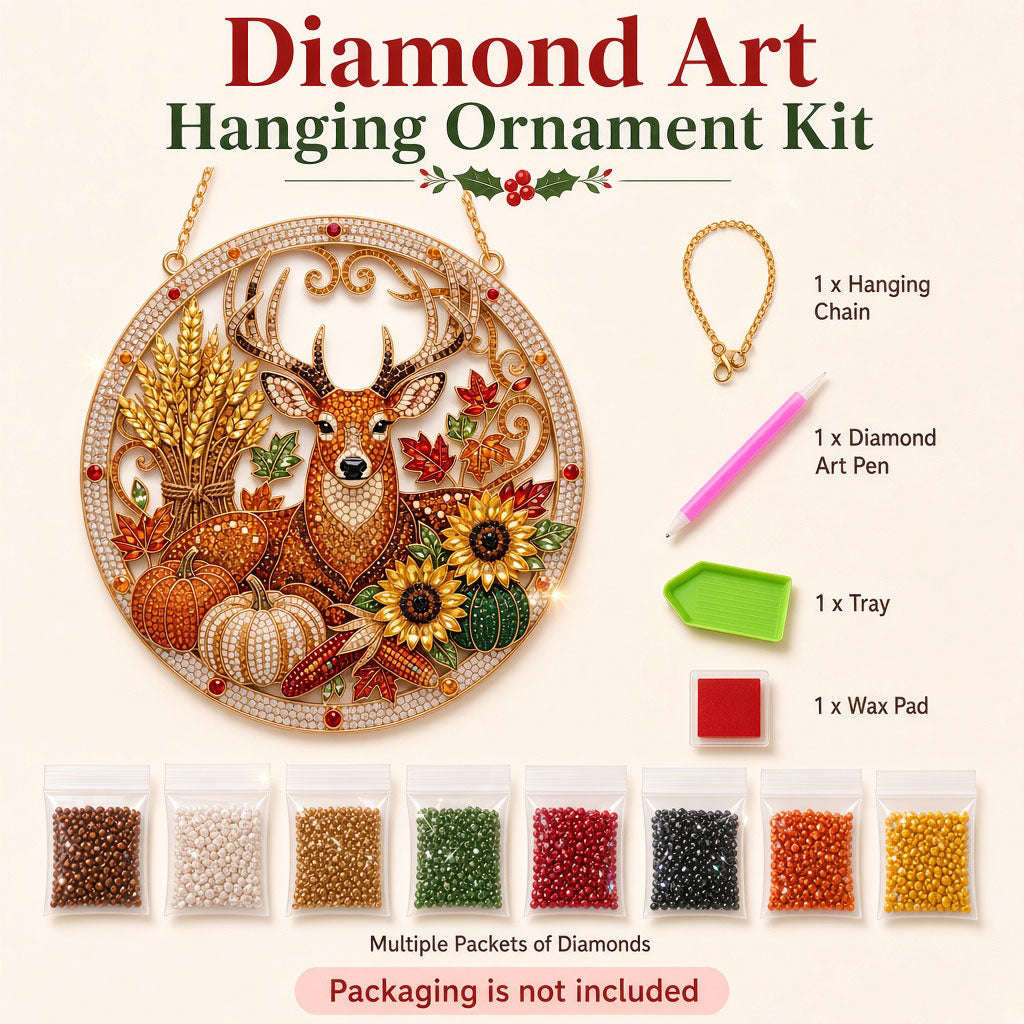 Autumn Harvest Deer Diamond Art Hanging Ornament Kit
