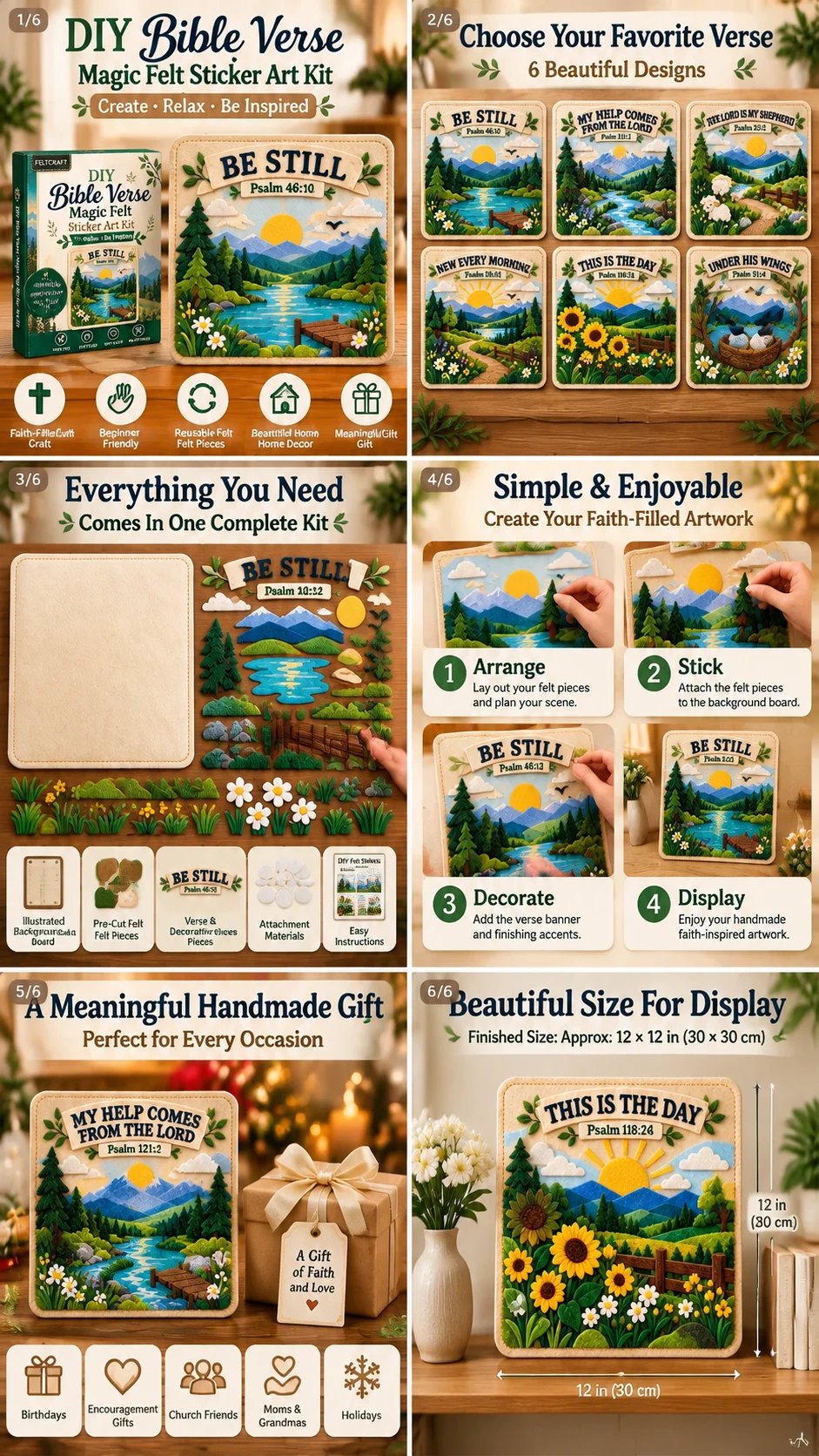 ✝️✨ Bible Verse Magic Felt Sticker Art DIY Kit – Beginner-Friendly Christian Craft 🙏🌿