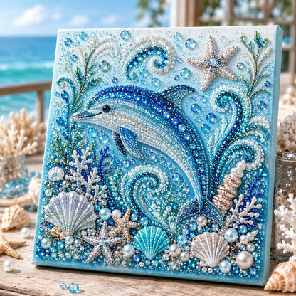 Completed dolphin ocean pearl art design
