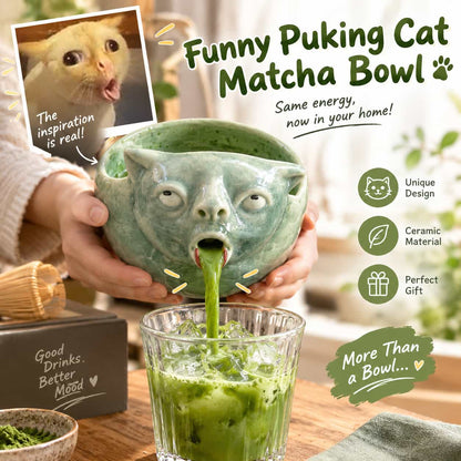 🔥Last Day 49% OFF - 😂🐱Funny Puking Cat Matcha Bowl