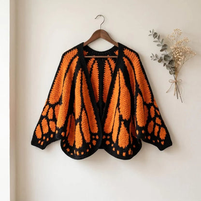 🔥 HOT SALE 49% OFF🔥Monarch Butterfly Cardigan – Handcrafted Statement Piece 🦋