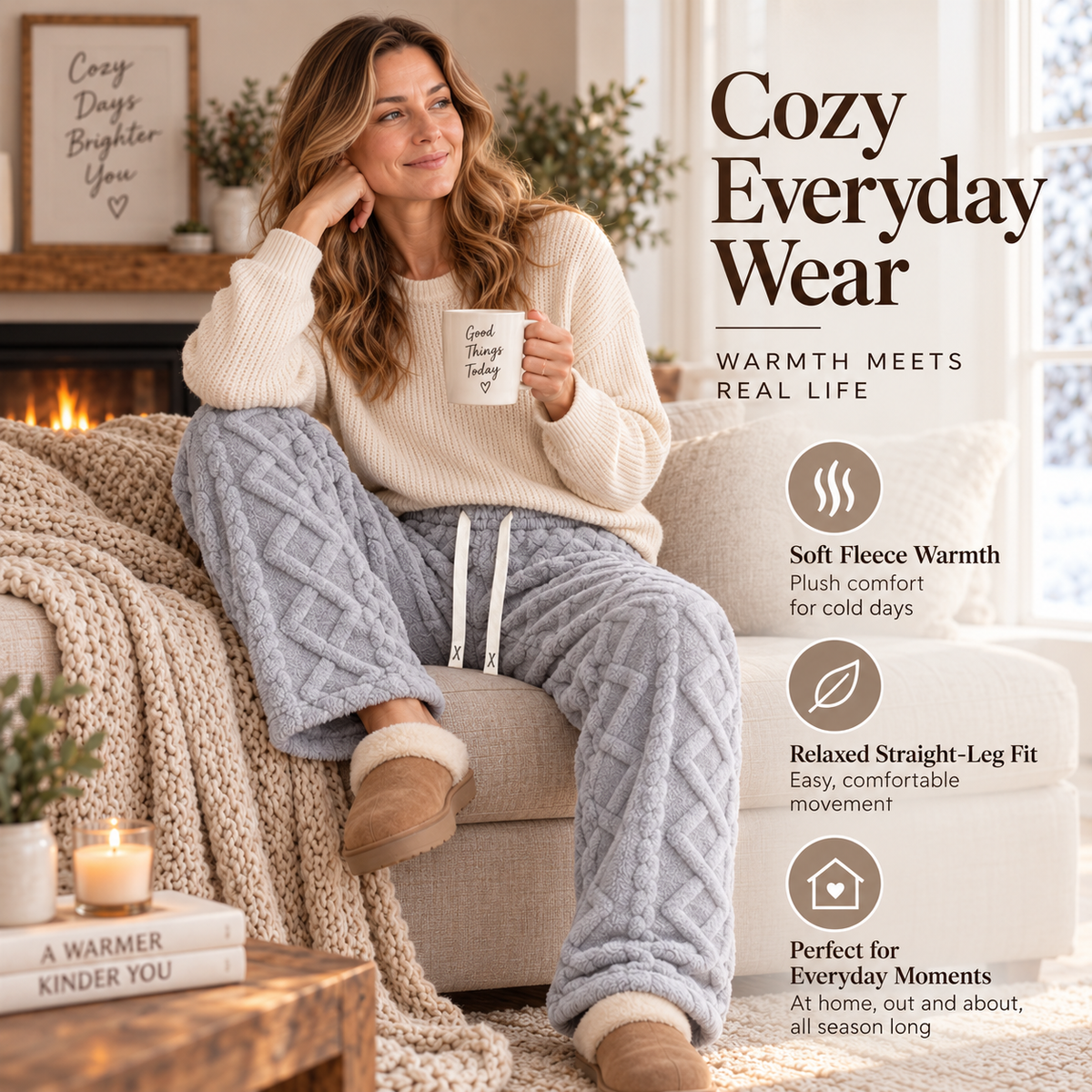 🔥 BESTSELLER | 6PCS $24.99 | Women's Retro Fleece Wide-Leg Pants