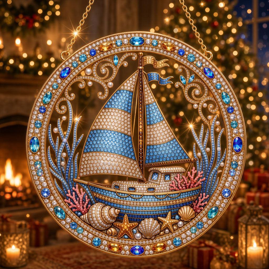Ocean Sailboat Diamond Art Hanging Ornament Kit