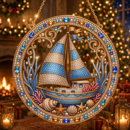 Ocean Sailboat Diamond Art Hanging Ornament Kit