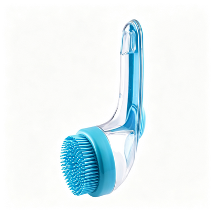 Multifunctional Press Liquid Dispensing Pet Bath Brush Soft Silicone Bristles Dog Cat Shower Grooming Brush Hanging Design Easy Clean Pet Washing Tool