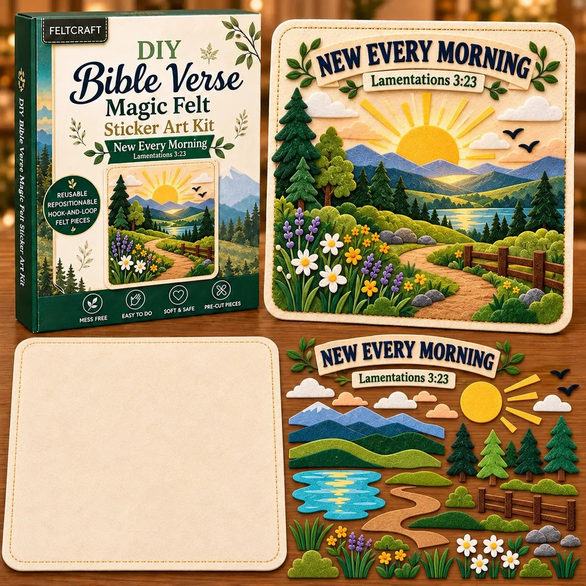 ✝️✨ Bible Verse Magic Felt Sticker Art DIY Kit – Beginner-Friendly Christian Craft 🙏🌿