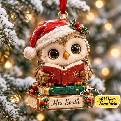 Personalized Owl Reading XR1710043CL Christmas Ornament
