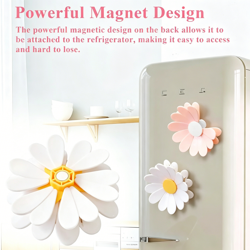 Cherry Blossom Fridge Magnetic Bag Clips Set  6 Food Sealing Clips with 1 Magnetic Daisy Base