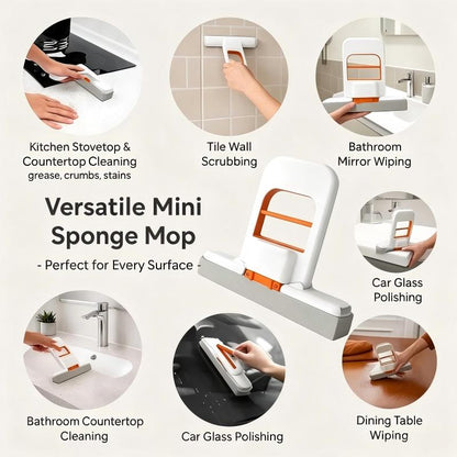 Mini Self Squeezing Mop Portable Wet Dry Cleaning for Bathroom Kitchen Glass