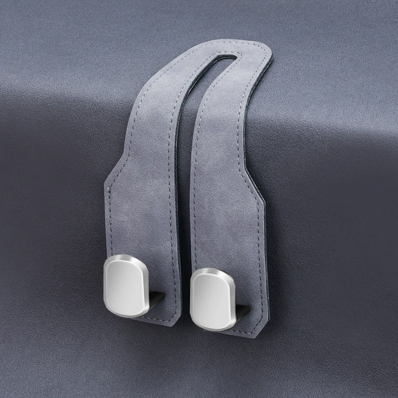 Universal Car Seat Back Upgrade: Dual Hooks with Suede-Style Finish – Interior Accessory for Front & Rear Seat Storage