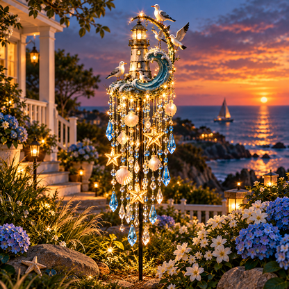 🔥 Last Day 49% OFF🌊 Lighthouse Tide Glow™ – Solar Lighthouse Garden Stake Light with Crystal Tassels