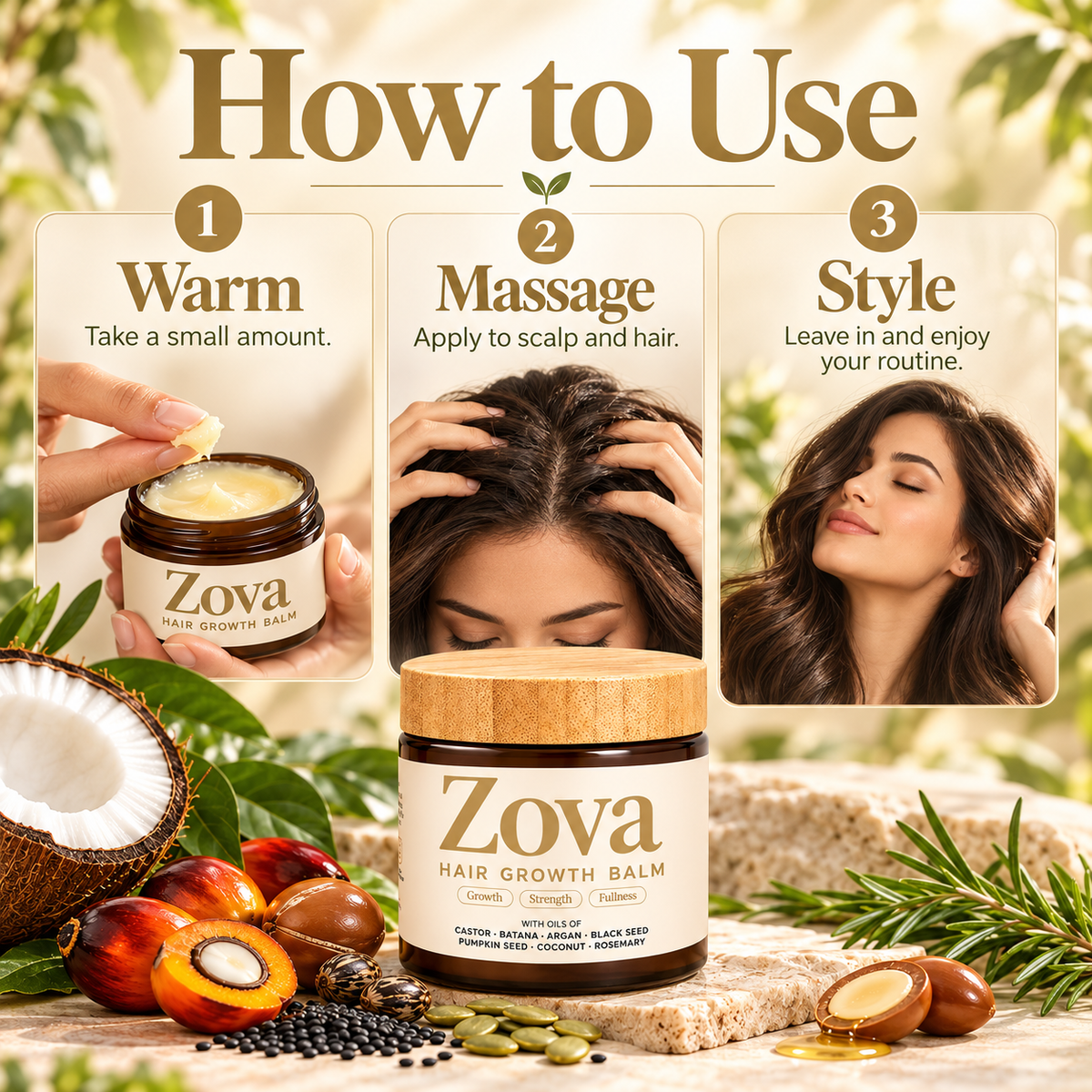 🌿✨ Nourish Your Scalp, Love the Look of Your Hair – Zova Botanical Hair Balm
