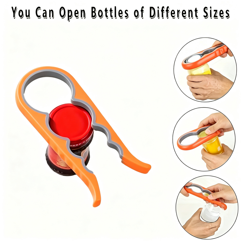 4 in 1 Multi Function Jar Bottle Opener Non Slip Silicone Grip Lid Remover Tool for Kitchen Pickle Jars Soda Water Bottles