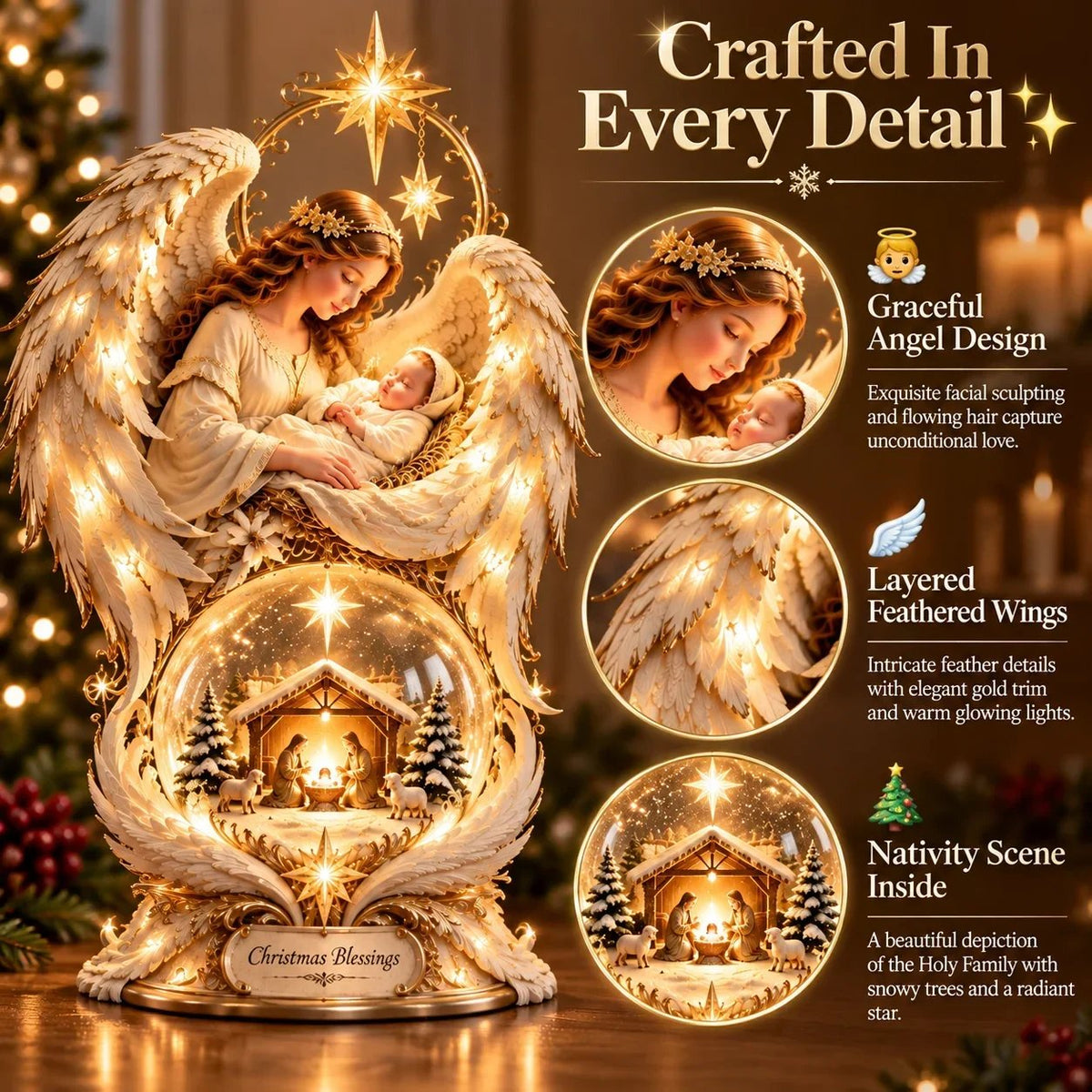 🎉 ✝️ Bring the Holy Night Home – Heavenly Noel Nativity Light