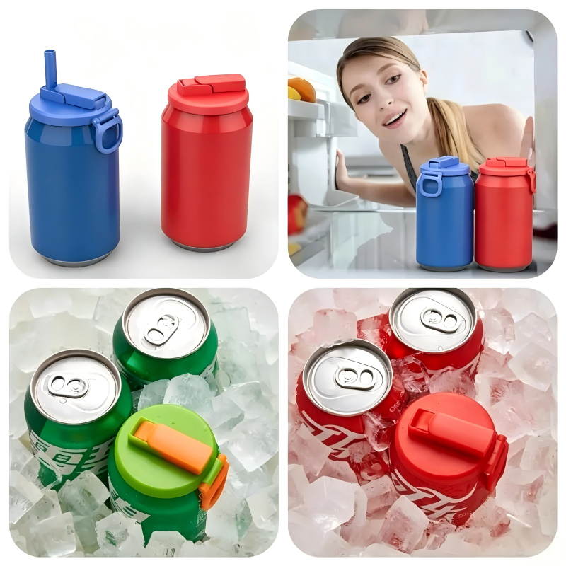 Reusable Soda Can Lids with Silicone Straws BPA Free Drink Covers
